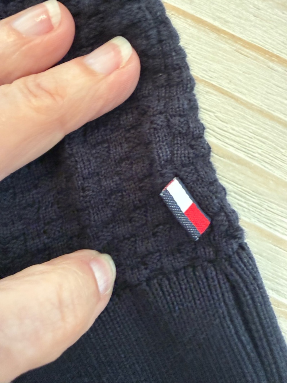 Tommy Hilfiger Navy Knit Top with Red & White Logo Detail - Picture 4 of 9